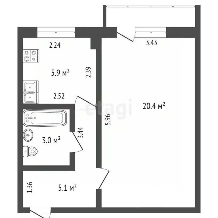 1-к кв. Ямало-Ненецкий АО, Ноябрьск просп. Мира, 29 (38.0 м) - Фото 2