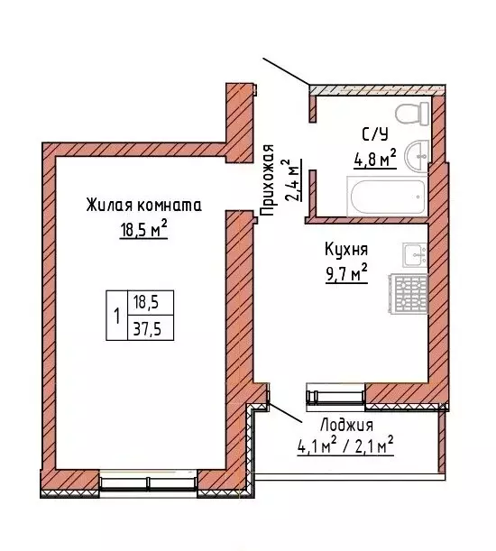 1-комнатная квартира: Самара, улица Александра Солженицына, 2 (37.5 м) - Фото 0