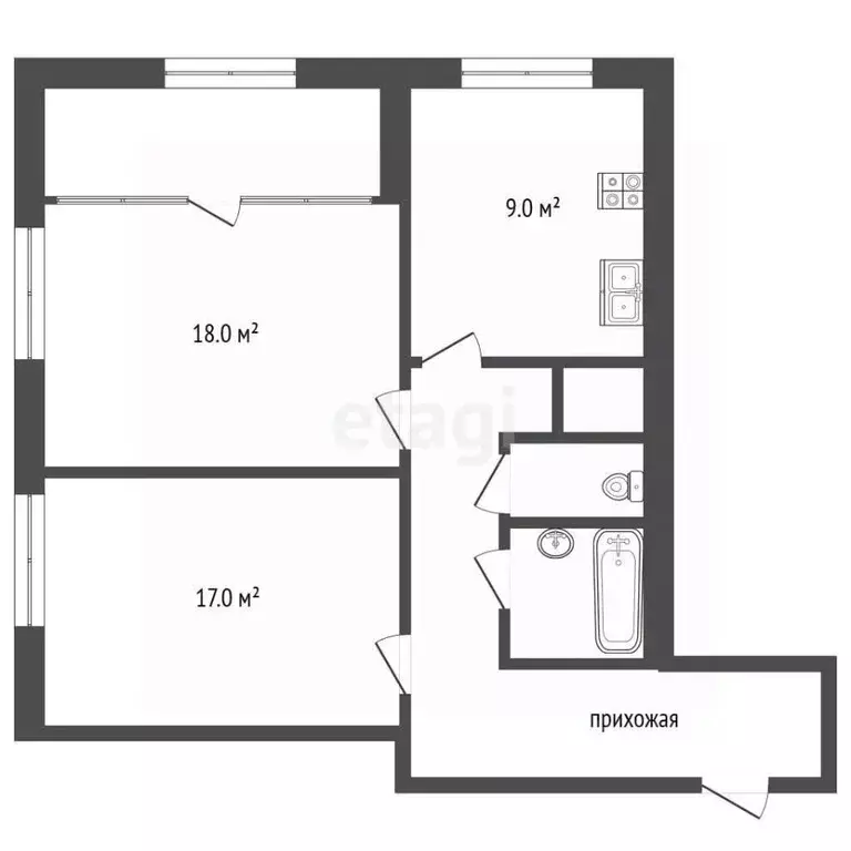 2-к кв. Москва ул. Поляны, 5 (60.6 м) - Фото 2