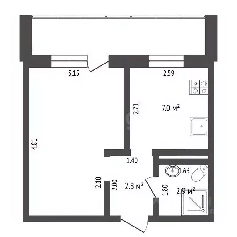 1-к кв. Тюменская область, Тюмень ул. Западносибирская, 14 (26.7 м) - Фото 1