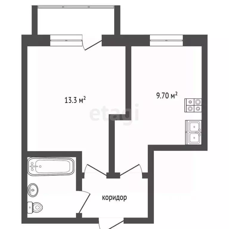 1-к кв. Ямало-Ненецкий АО, Новый Уренгой Мирный мкр, 1/1 (30.4 м) - Фото 1