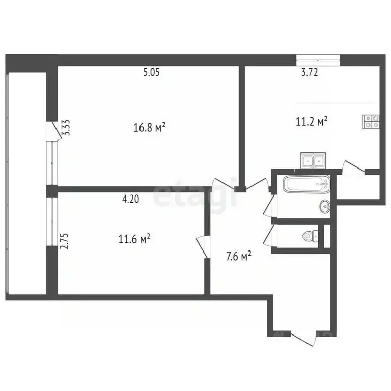 2-к кв. Москва ул. Генерала Антонова, 5К5 (50.7 м) - Фото 1