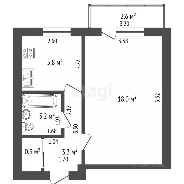 1-к кв. Башкортостан, Стерлитамак ул. Николаева, 2А (31.2 м) - Фото 1