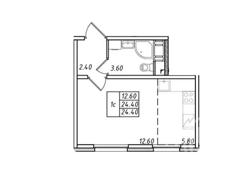 Квартира-студия: Ковалёво, улица Александра Разгонина, 1к2 (24.44 м) - Фото 0