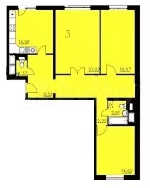 3-к. квартира, 98 м, 2/22 эт. - Фото 0