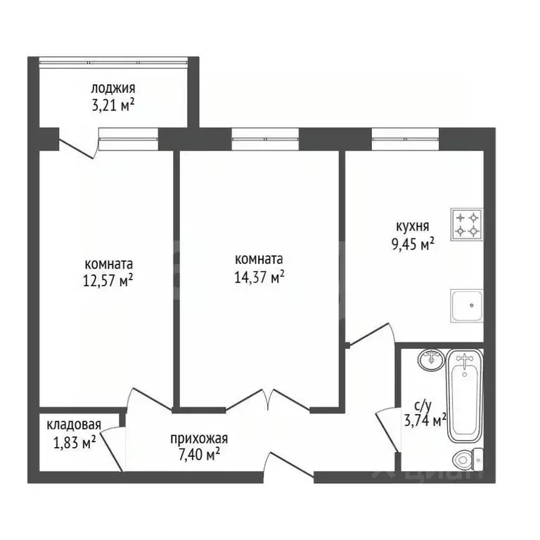 2-к кв. Башкортостан, Уфа ул. Ахметова, 322А (54.0 м) - Фото 2