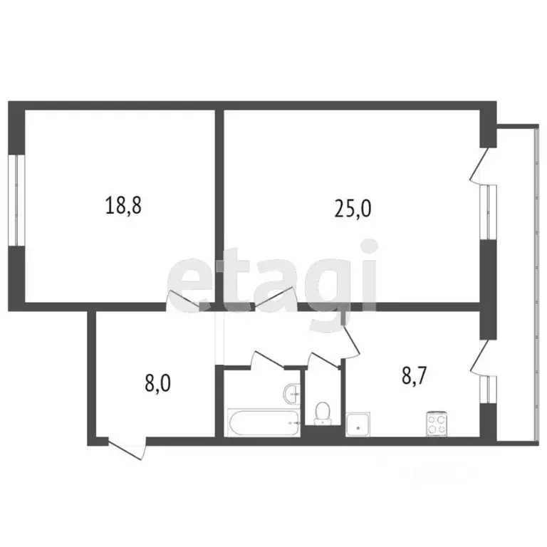 2-к кв. Красноярский край, Красноярск ул. Спартаковцев, 73а (50.9 м) - Фото 1