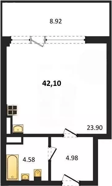 Квартира-студия: Севастополь, улица Лётчиков, 10 (42.1 м) - Фото 1