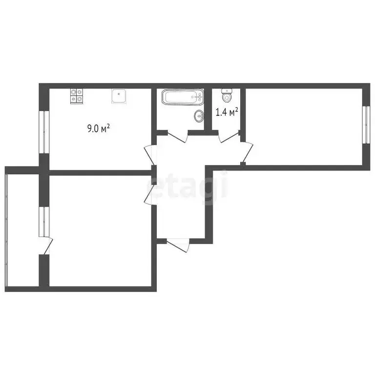 2-комнатная квартира: Ишим, улица Григорова, 24 (46.1 м) - Фото 1