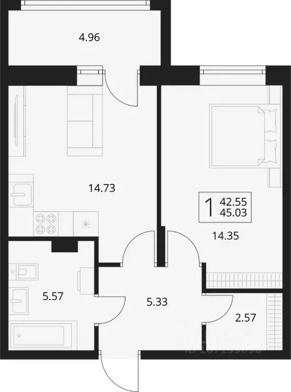 1-к кв. Брянская область, Брянский район, Снежское с/пос, пос. Путевка ... - Фото 1