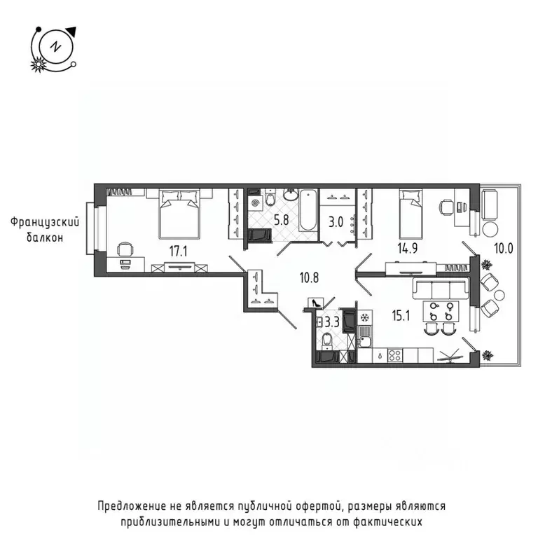 2-к кв. Санкт-Петербург Черниговская ул., 17 (73.0 м) - Фото 0