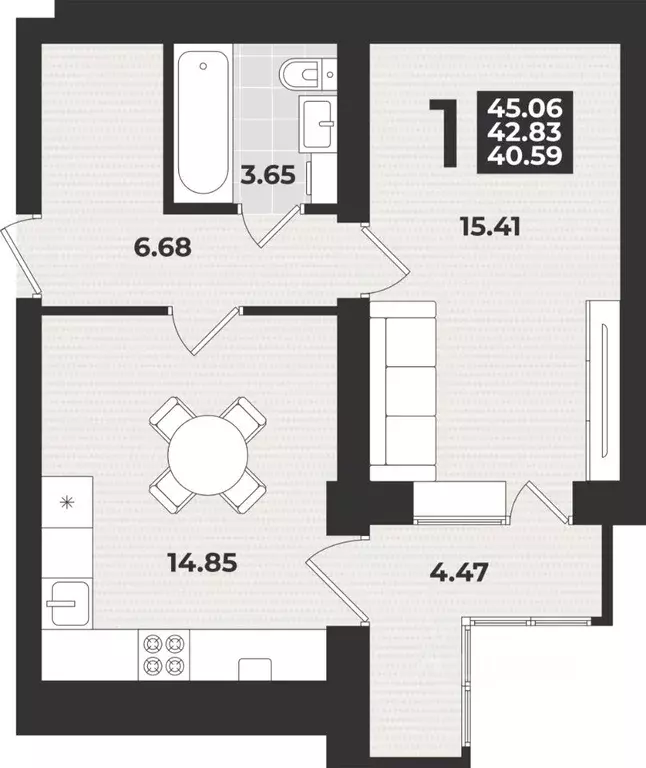 1-к кв. Калининградская область, Калининград ул. Героя России ... - Фото 1