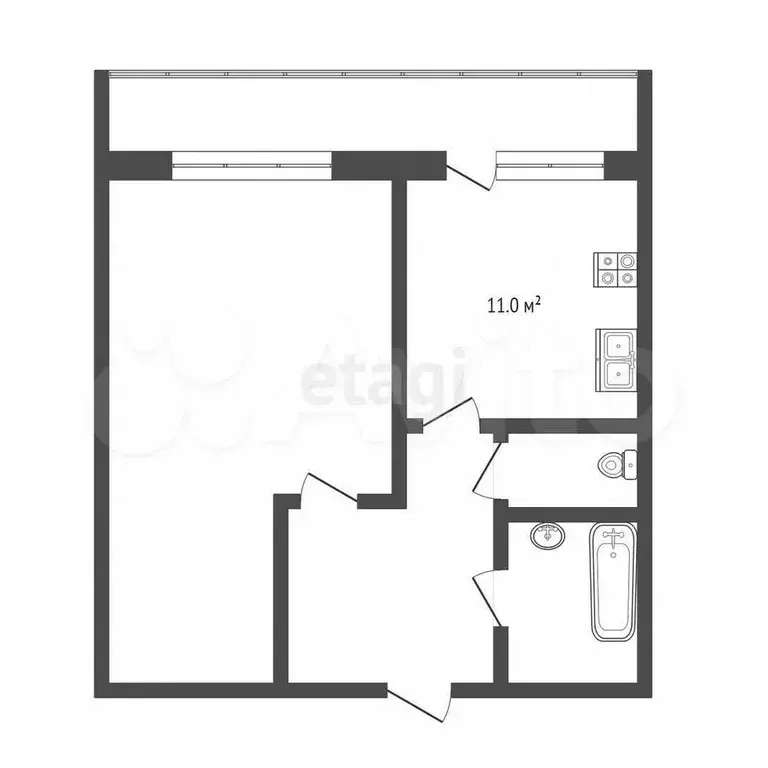 1-к. квартира, 36,7 м, 8/9 эт. - Фото 0