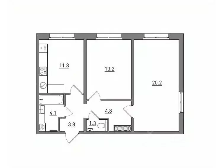 2-к кв. Кировская область, Киров ул. Чистопрудненская, 13А (59.2 м) - Фото 2