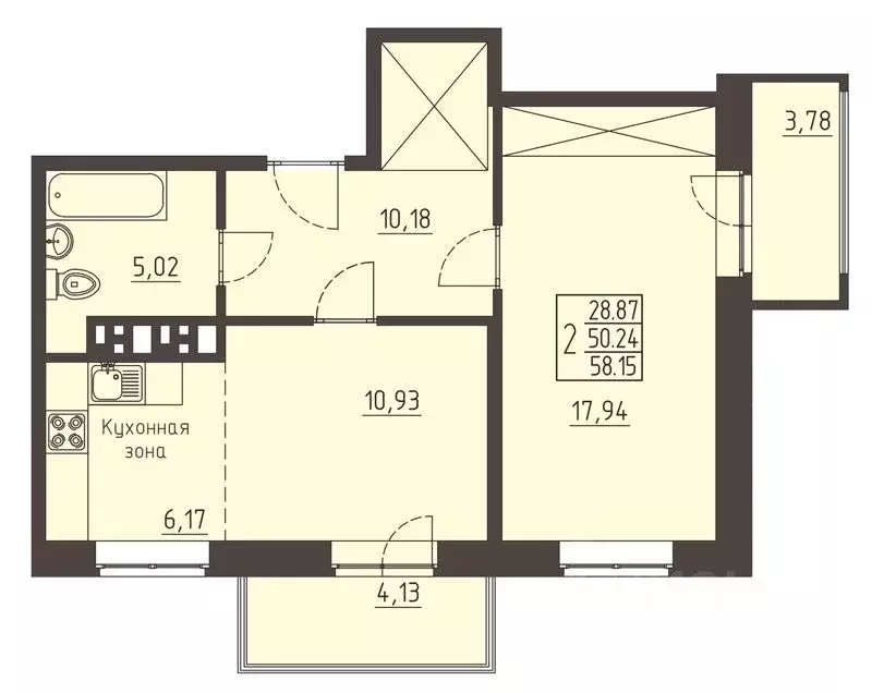 2-к кв. Иркутская область, Иркутск ул. Румянцева, 48 (58.15 м) - Фото 0