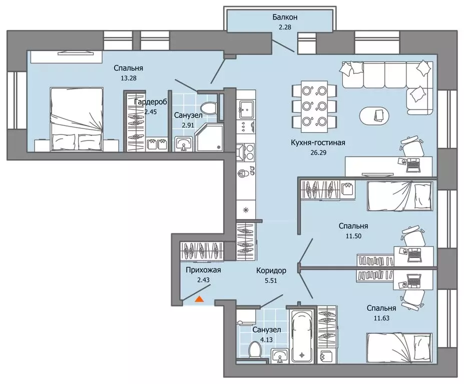 3-комнатная квартира: Пермь, улица Дзержинского, 35А (81 м) - Фото 2