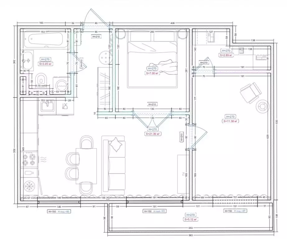 2-к кв. Москва ул. Бехтерева, 37К1 (53.0 м) - Фото 2