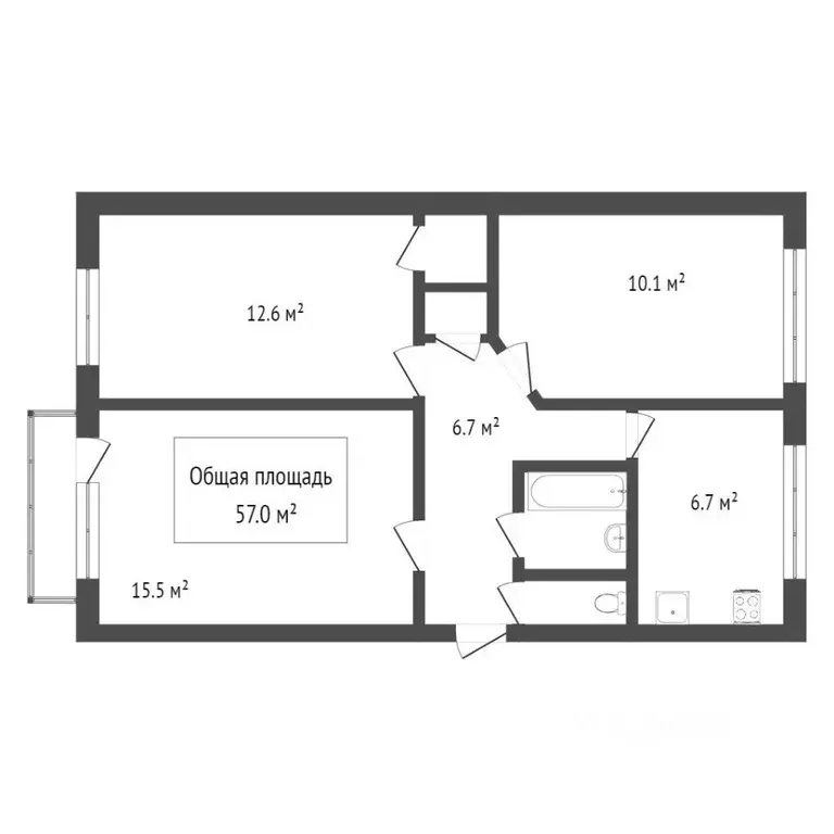 3-к кв. Новосибирская область, Новосибирск ул. Крылова, 53 (58.0 м) - Фото 1