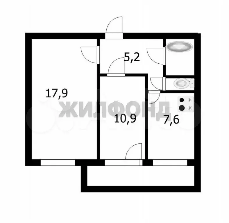 2-к. квартира, 45 м, 8/12 эт. - Фото 0