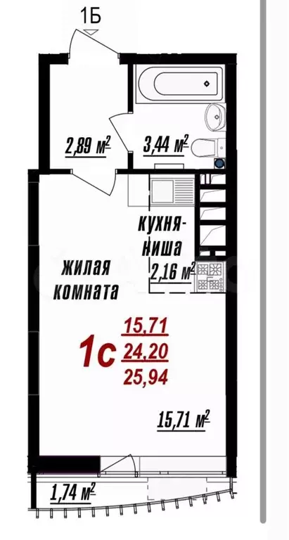 Квартира-студия, 26 м, 13/15 эт. - Фото 0