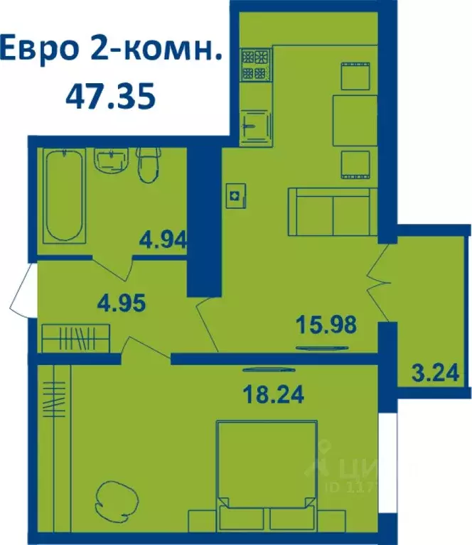 1-к кв. Костромская область, Кострома ул. Димитрова, 19 (48.3 м) - Фото 0