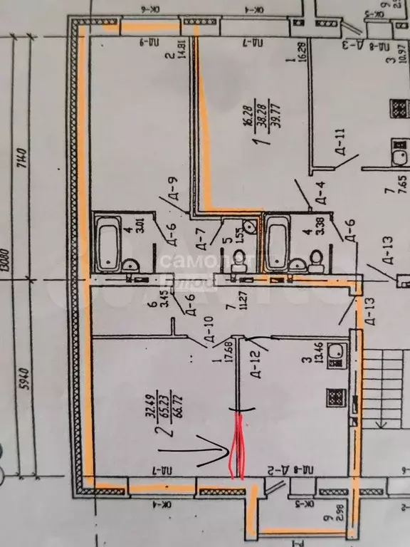 2-к. квартира, 65,7 м, 5/6 эт. - Фото 0