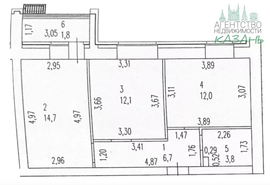 2-к кв. Татарстан, Казань Олонецкая ул., 6А (52.0 м) - Фото 2