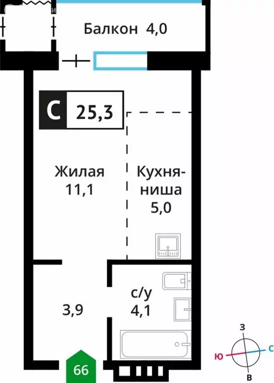 Квартира-студия: деревня Аристово, жилой комплекс Лесная Отрада (25.3 ... - Фото 0