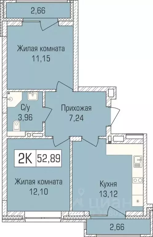 2-к кв. Новосибирская область, Новосибирск ул. Василия Клевцова, 3 ... - Фото 0