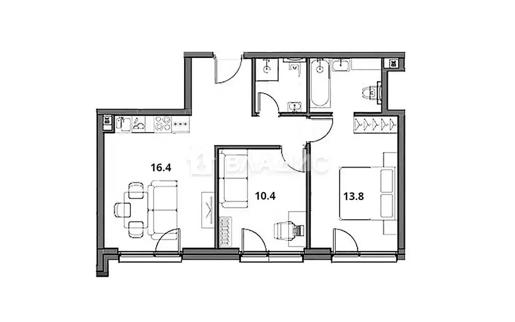 2-комнатная квартира: Москва, Волгоградский проспект, 32/5к2 (56.4 м) - Фото 1
