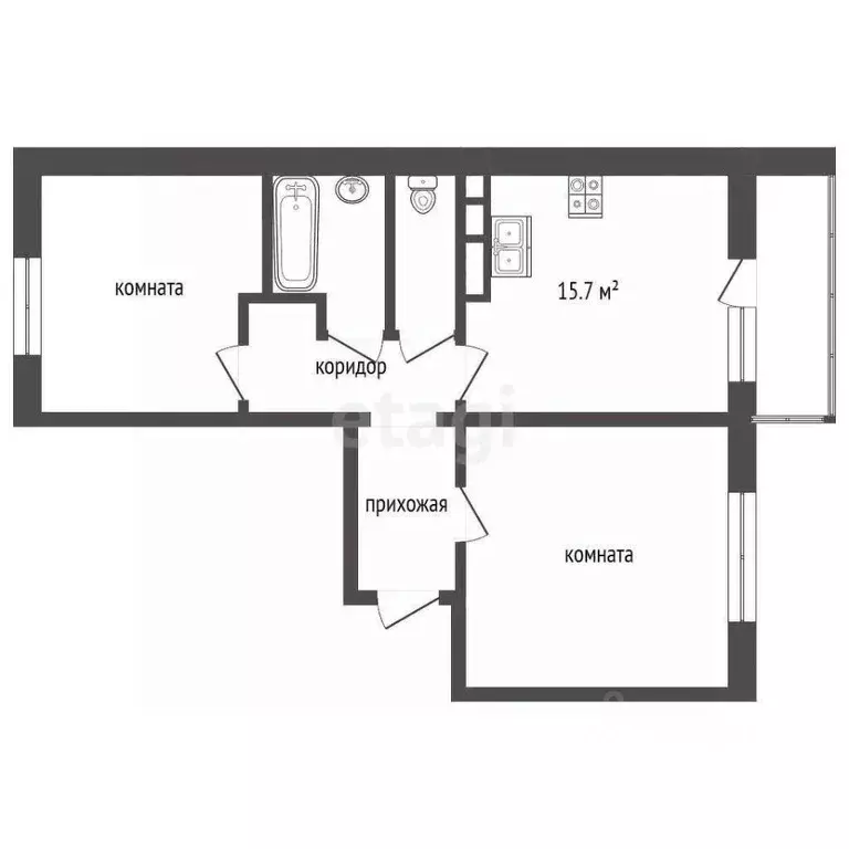 2-к кв. Калининградская область, Калининград Елизаветинская ул., 3 ... - Фото 2