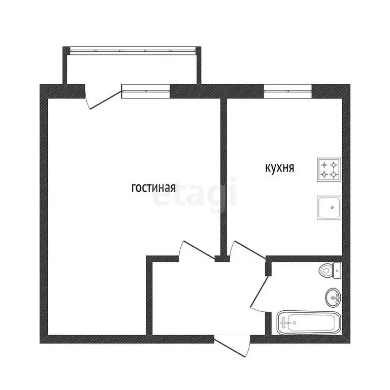 1-комнатная квартира: Златоуст, улица имени Н.П. Полетаева, 7А (32.5 ... - Фото 1