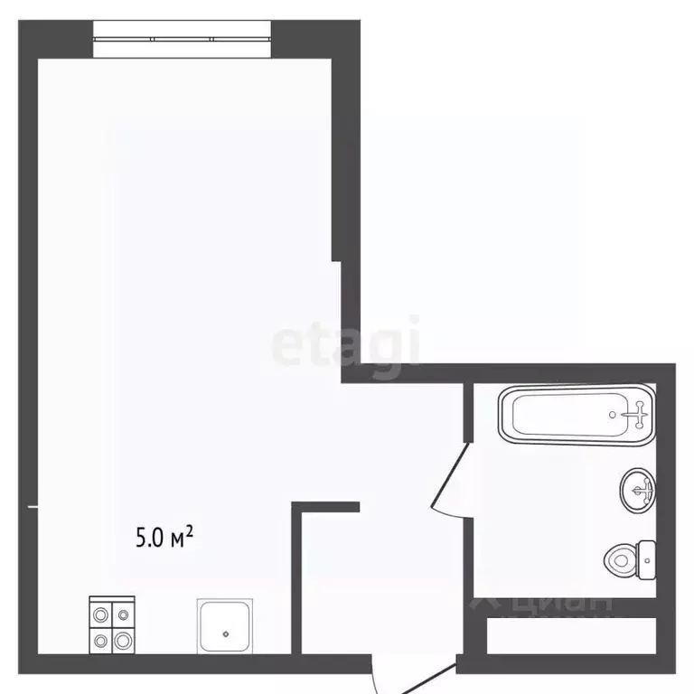 Студия Тюменская область, Тюмень ул. Тимофея Чаркова, 93 (29.0 м) - Фото 2