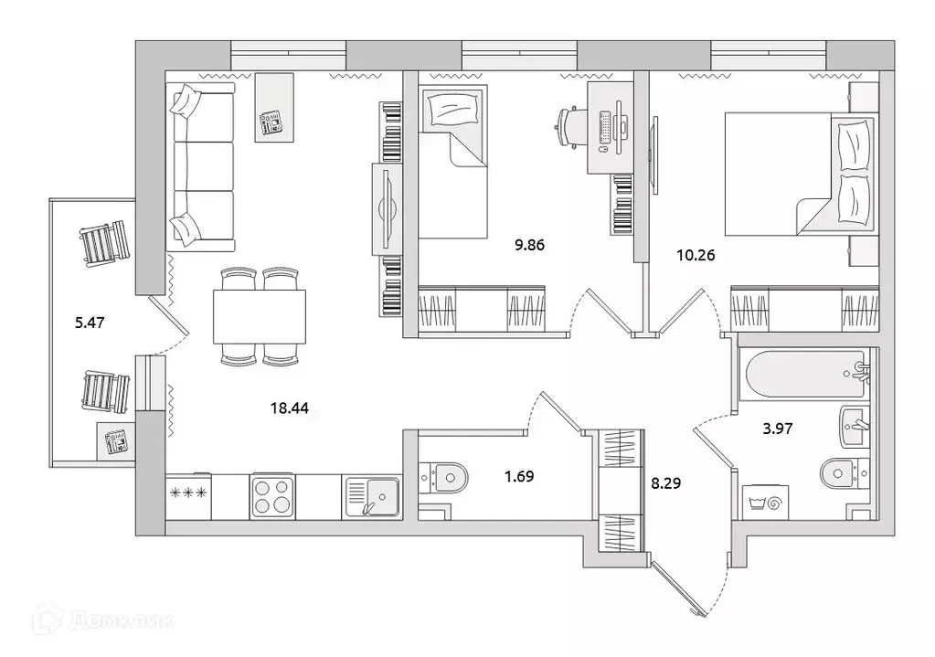 Продаётся 2-к квартира, 52.5 м - Фото 1
