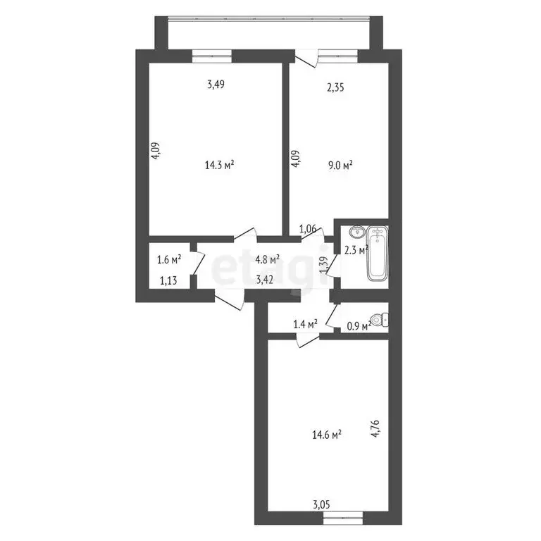 2-комнатная квартира: Березовка, Красноармейская улица, 116 (48.9 м) - Фото 0