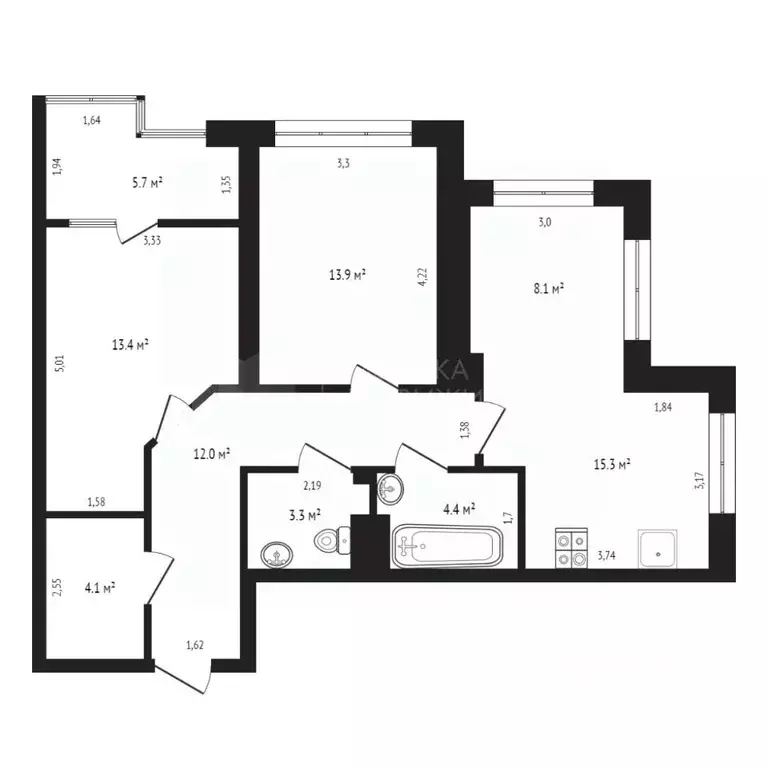 2-к кв. Тюменская область, Тюмень ул. Евгения Войнова, 7 (81.2 м) - Фото 2