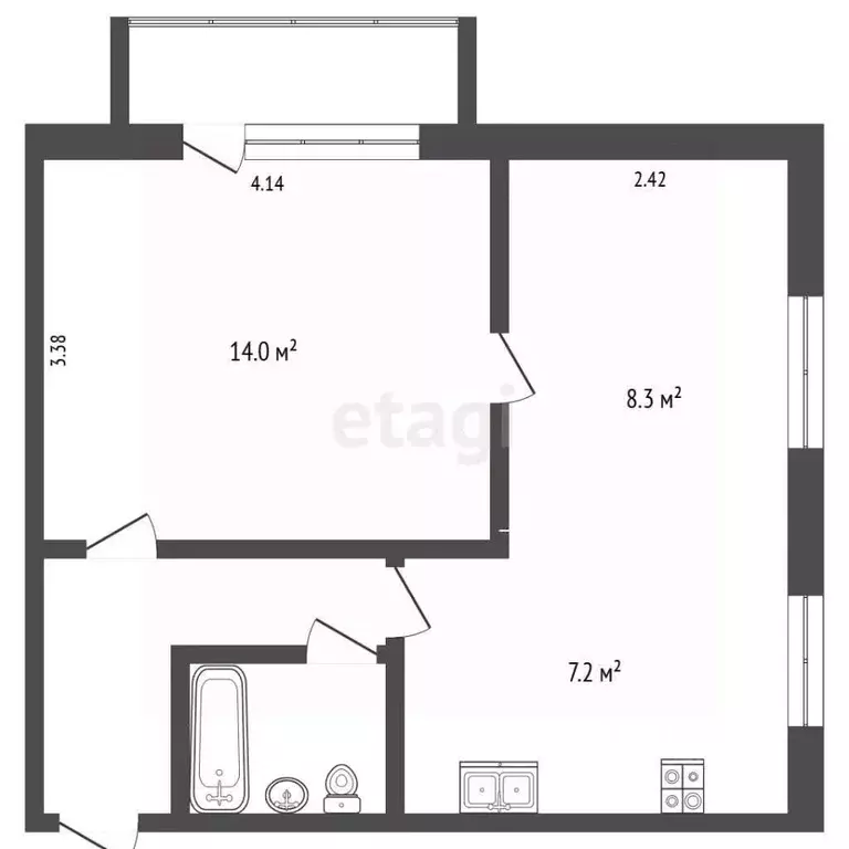 2-к кв. Москва ул. Архитектора Власова, 19К3 (36.3 м) - Фото 2