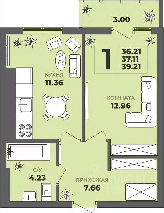 1-к кв. Калининградская область, Калининград ул. Генерала Толстикова, ... - Фото 1