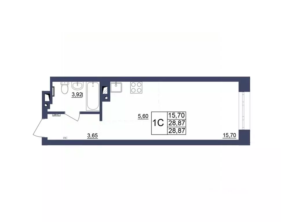 Студия Башкортостан, Уфа Космос жилой комплекс, лит1 (28.74 м) - Фото 1
