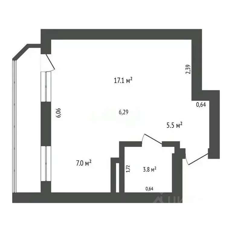 1-к кв. Амурская область, Благовещенск Новая ул., 11 (39.5 м) - Фото 1
