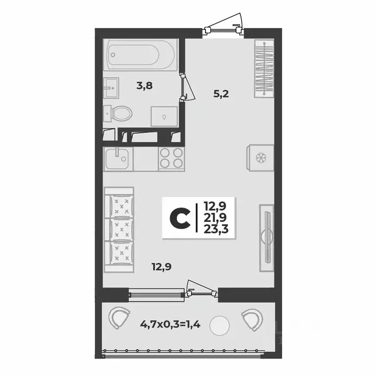 Студия Краснодарский край, Краснодар ул. Имени Генерала Корнилова, 1к1 ... - Фото 0