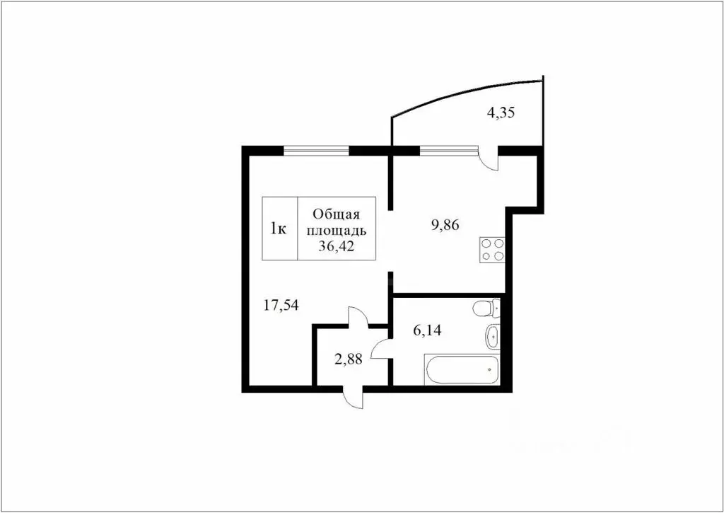 1-к кв. Новосибирская область, Новосибирск Горский мкр, 84 (39.0 м) - Фото 1