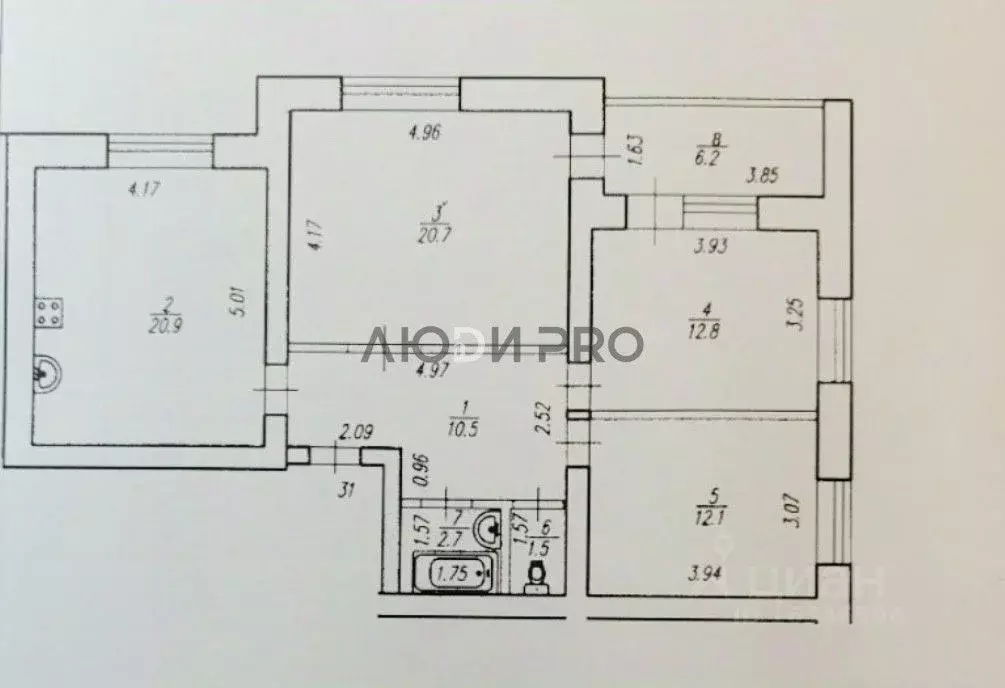 3-к кв. Башкортостан, Уфа Кольцевая ул., 51 (81.2 м) - Фото 2