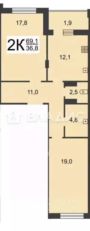 2-к кв. Нижегородская область, Нижний Новгород ул. академика Сахарова, ... - Фото 2