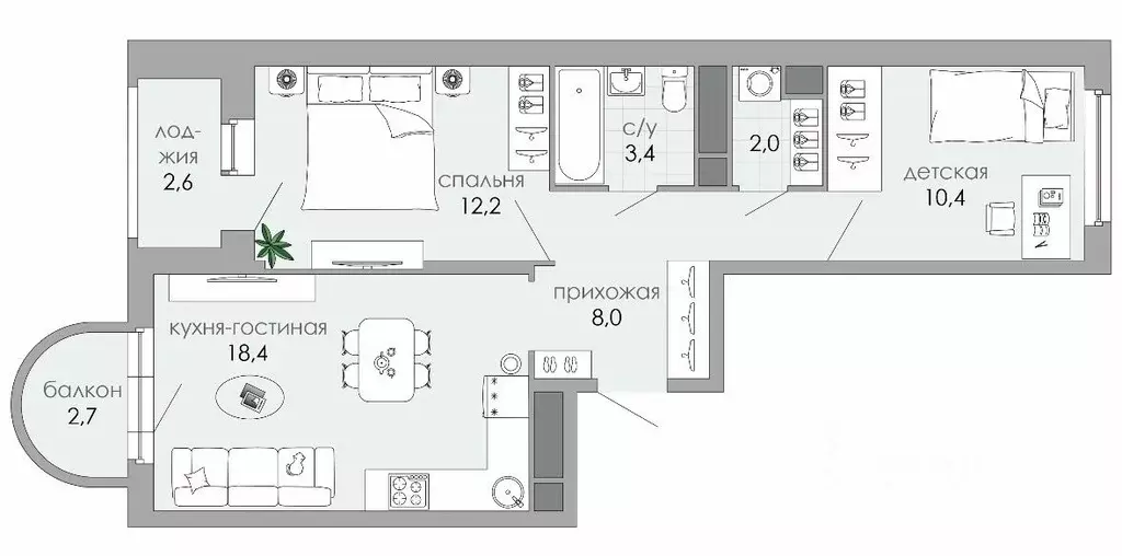 2-к кв. Тверская область, Тверь Южный мкр,  (59.7 м) - Фото 2