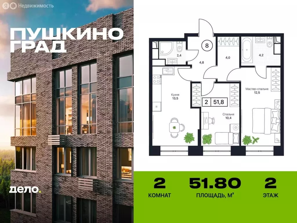 2-комнатная квартира: Московская область, Пушкино, ЖК Пушкино Град ... - Фото 0