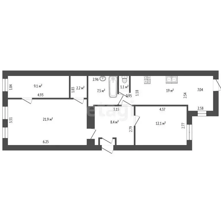 3-комнатная квартира: Санкт-Петербург, Шамшева улица, 11 (82 м) - Фото 1