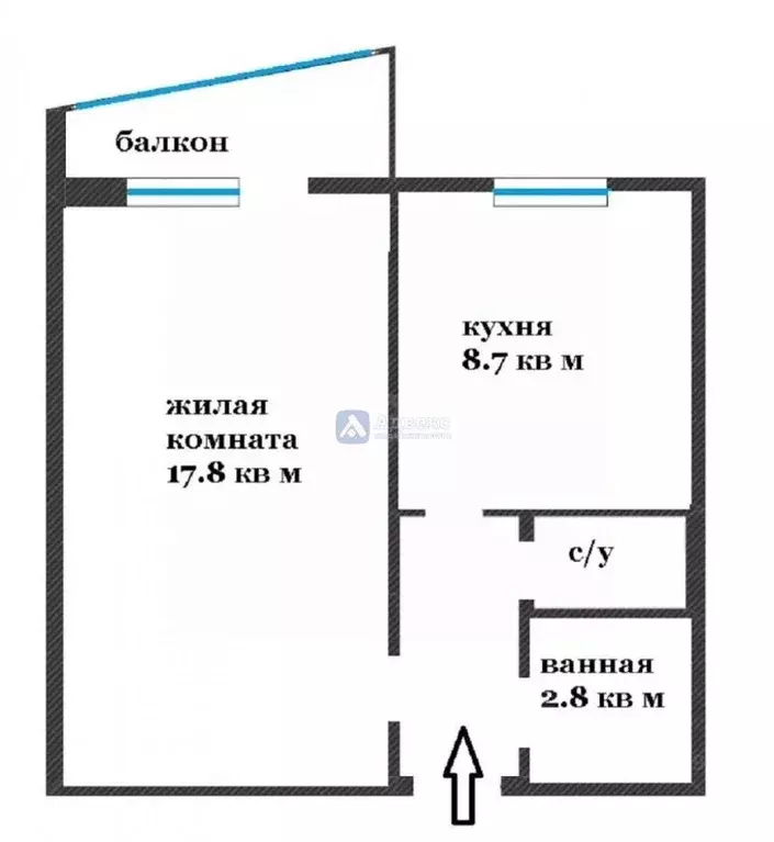 1-к кв. Тюменская область, Тюмень ул. 50 лет Октября, 54 (34.7 м) - Фото 2