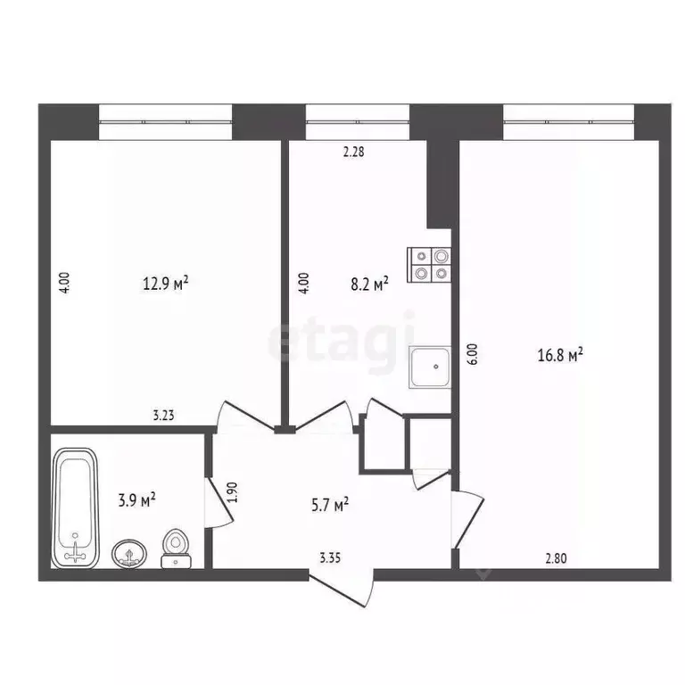 2-к кв. Ямало-Ненецкий АО, Новый Уренгой Мирный мкр, 6/3 (48.5 м) - Фото 1