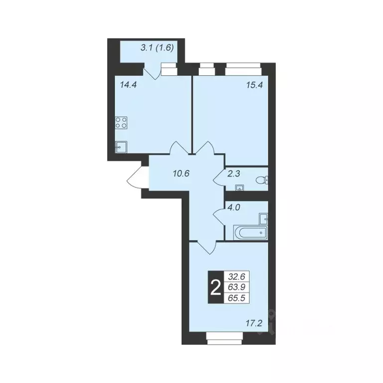 2-к кв. Чувашия, Чебоксары Новый Город мкр,  (65.5 м) - Фото 0